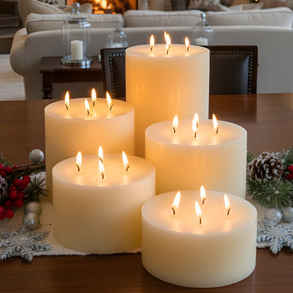 Giant Six Inch Wide White Beeswax 4 Wick Candles