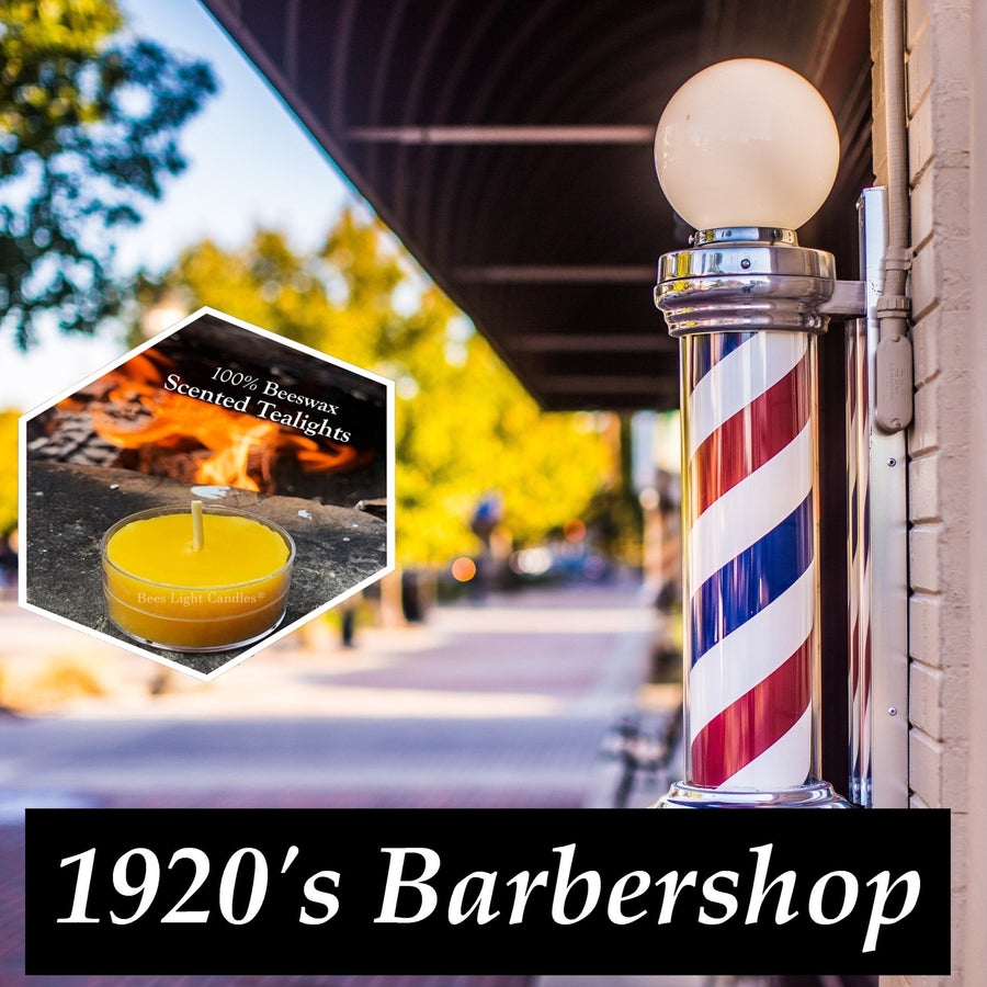 1920's Barbershop Scented Beeswax Tealight Candles | Made with 100% All Natural Beeswax | Masculine Scent | Strong Manly Aroma | Grandfather - Bees Light Candles