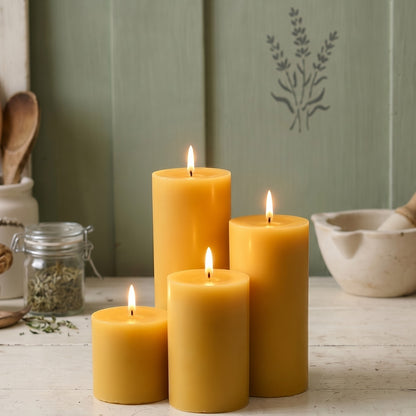2 Inch Beeswax Pillar Candle Set