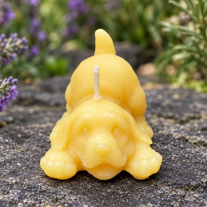 Playing Puppy Beeswax Candle