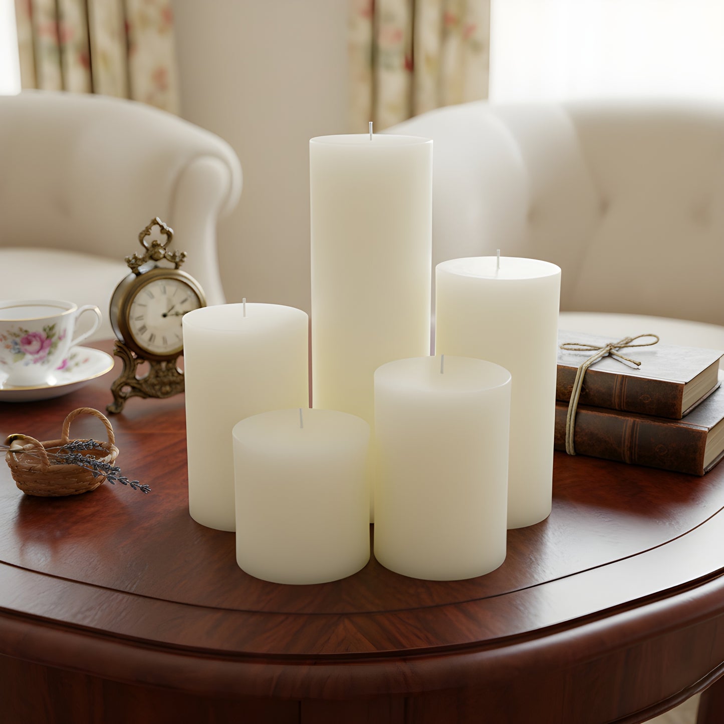 3 Inch White Beeswax Pillar Candles