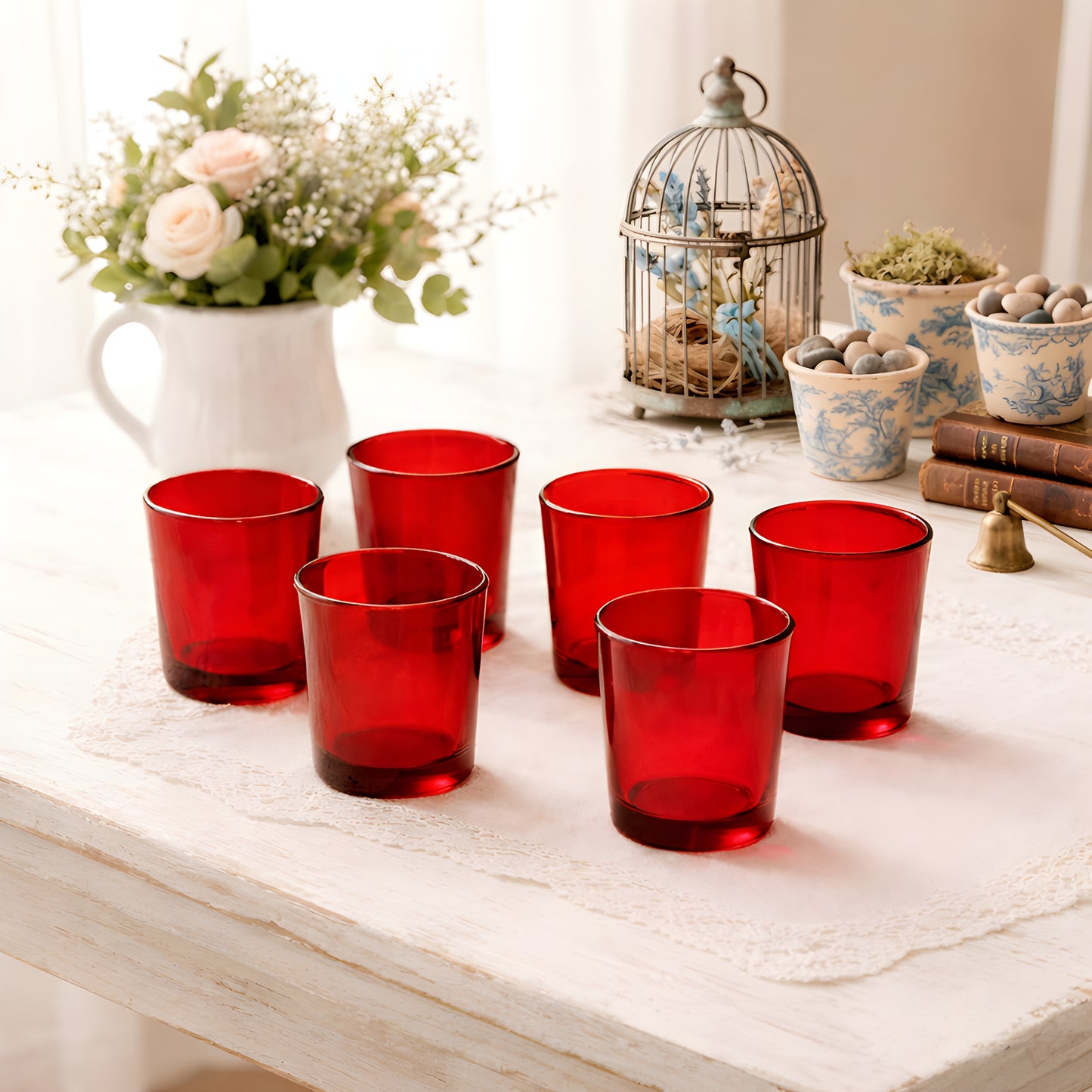 Red Glass Votive Candle Holder