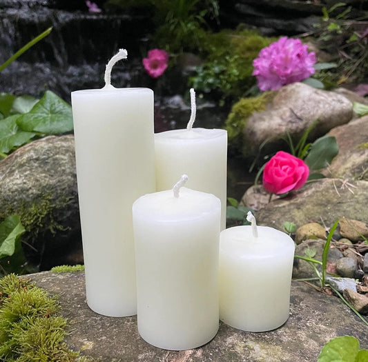 White Beeswax Two Inch Pillar Candle Set