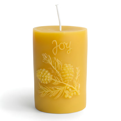 Joy Pinecone Beeswax Pillar Candle