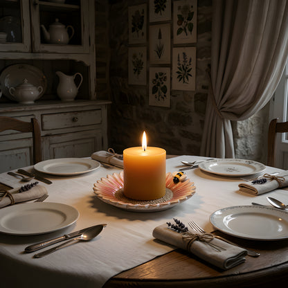 Assorted Flower and Bee Pillar Candle or Wine Base Plate Round 5″ Set of 3