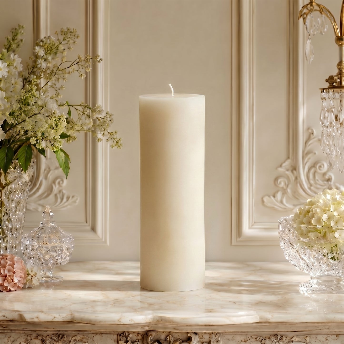 3x10 Inch White Beeswax Pillar Candle