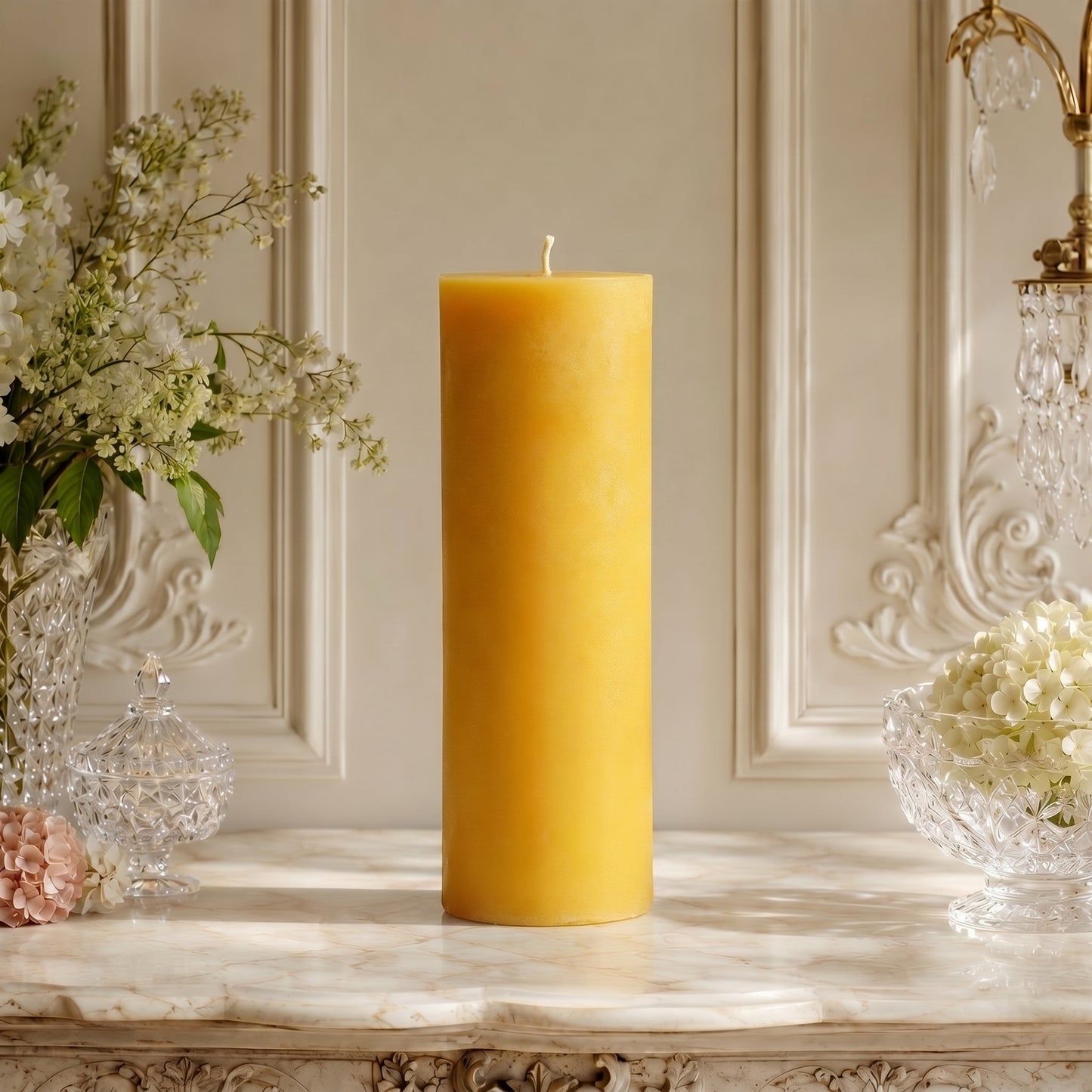 3x11 Inch Yellow Beeswax Pillar Candle