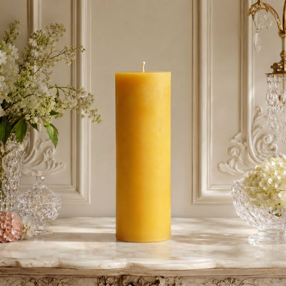 3x11 Inch Yellow Beeswax Pillar Candle