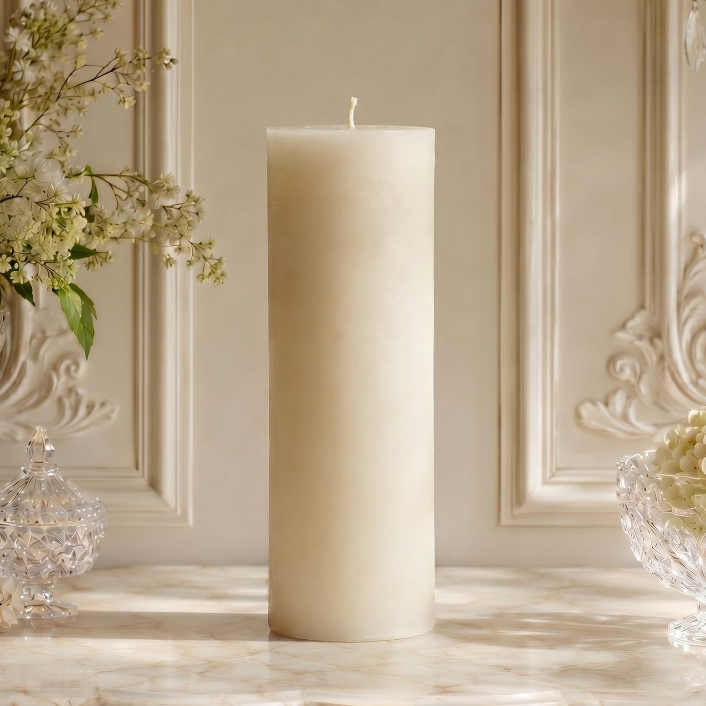3x11 Inch White Beeswax Pillar Candle