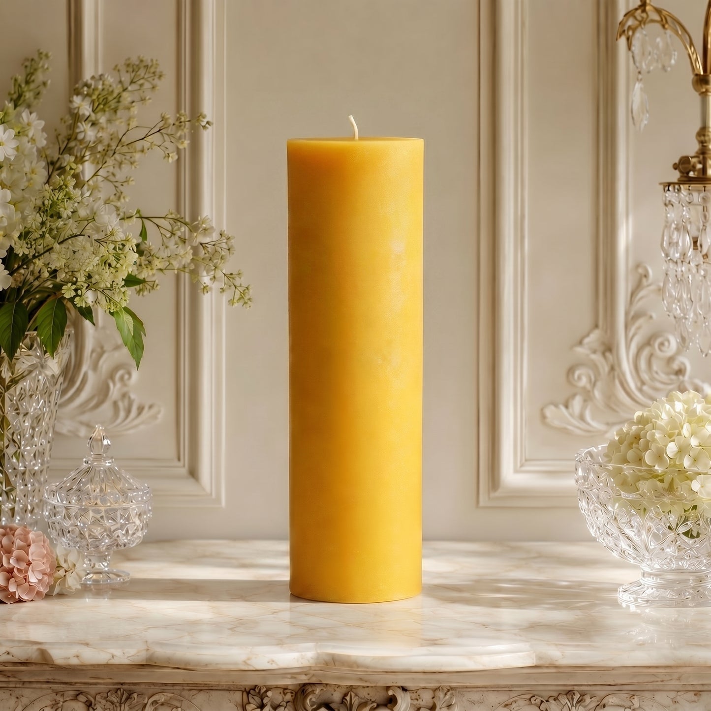 3x12 Inch Yellow Beeswax Pillar Candle