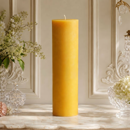 3x14 Inch Yellow Beeswax Pillar Candle