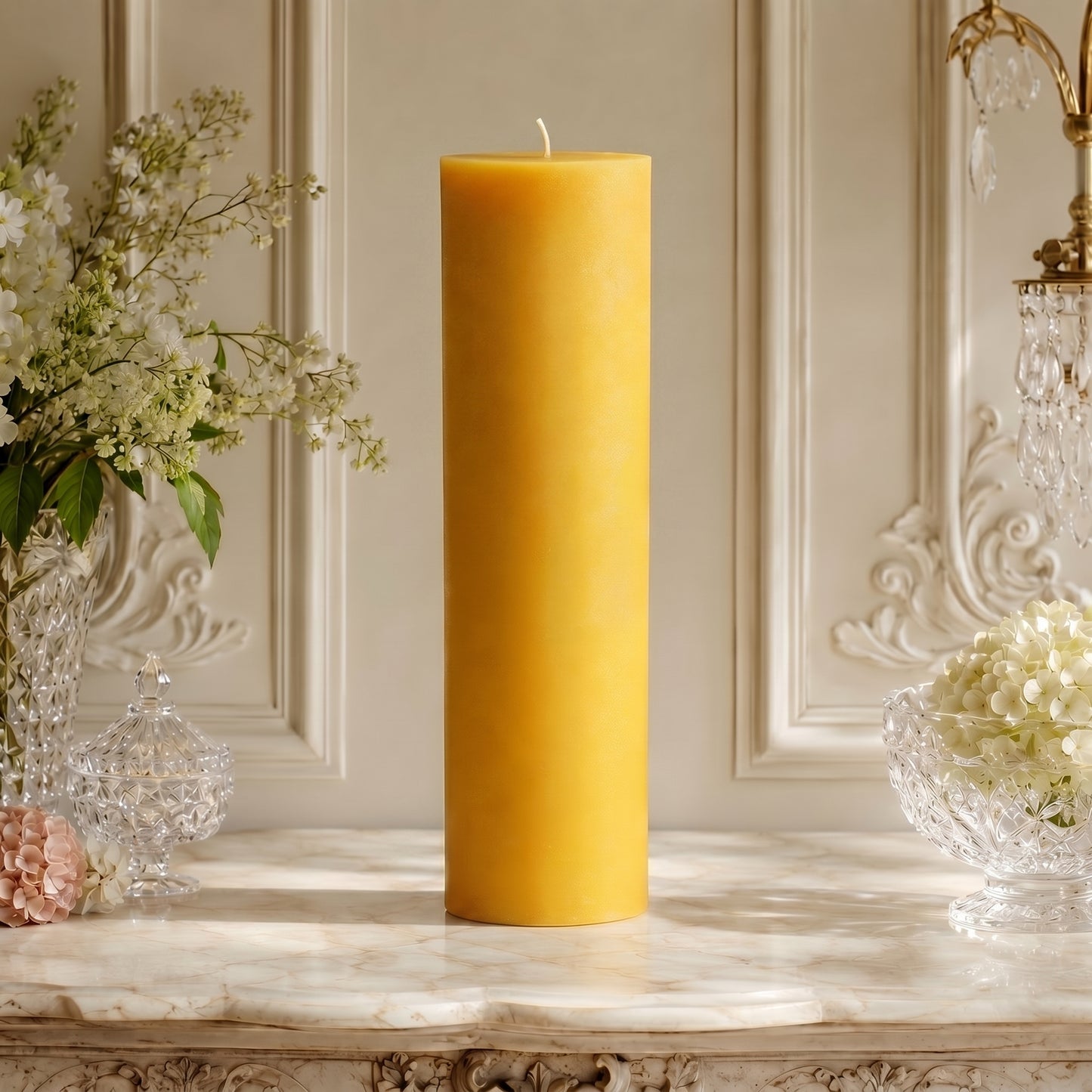 3x14 Inch Yellow Beeswax Pillar Candle