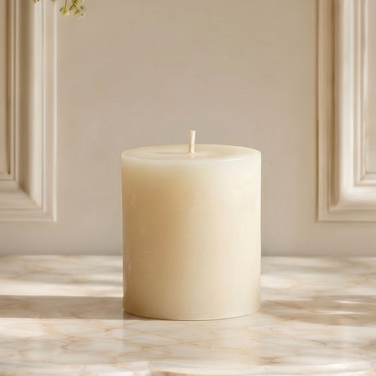 3x3 Inch White Beeswax Pillar Candle