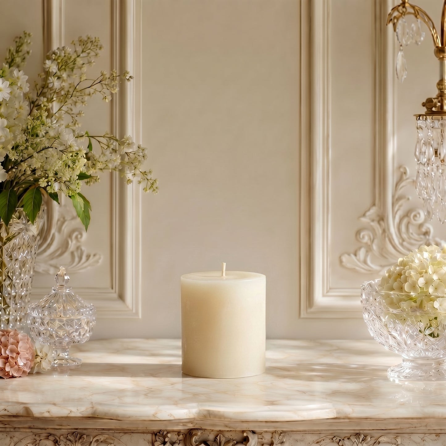 3x3 Inch White Beeswax Pillar Candle