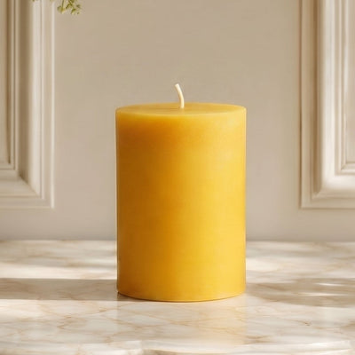 3x4 Inch Yellow Beeswax Pillar Candle