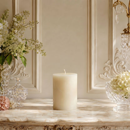3x4 Inch White Beeswax Pillar Candle