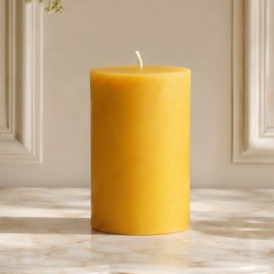 3x5 Inch Yellow Beeswax Pillar Candle