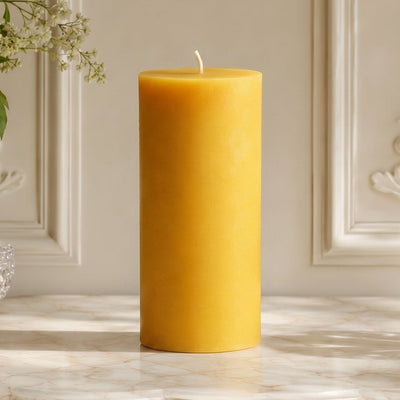 3x7 Inch Yellow Beeswax Pillar Candle