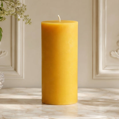 3x7 Inch Yellow Beeswax Pillar Candle