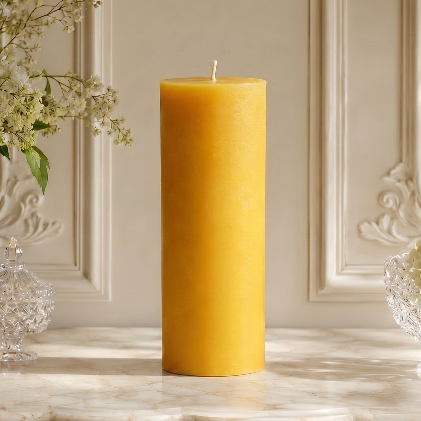 3x9 Inch Beeswax Pillar Candle