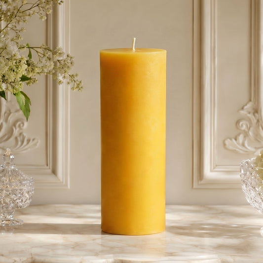 3x9 Inch Yellow Beeswax Pillar Candle