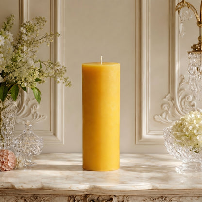 3x9 Inch Yellow Beeswax Pillar Candle