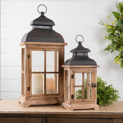 Rustic Wood and Metal Lantern (Set of 2) — additional view