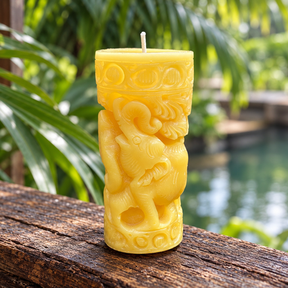 Elephant Jungle Beeswax Pillar