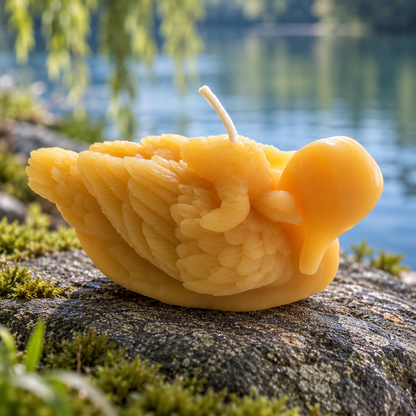 Swan with Baby Beeswax Candle