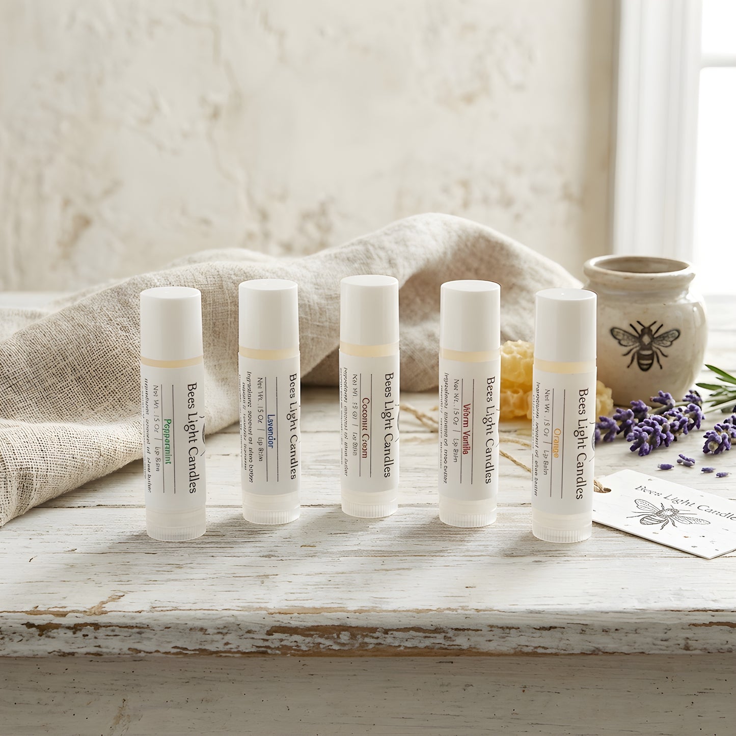 Organic Coconut Oil & Organic Beeswax Lip Balm, Shea Butter Lip Care, Peppermint Lavender Warm Vanilla Orange Coconut Cream Flavor Options