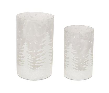 Frosted Votive Candle Holder with Snowy Forest (Set of 4) — additional view