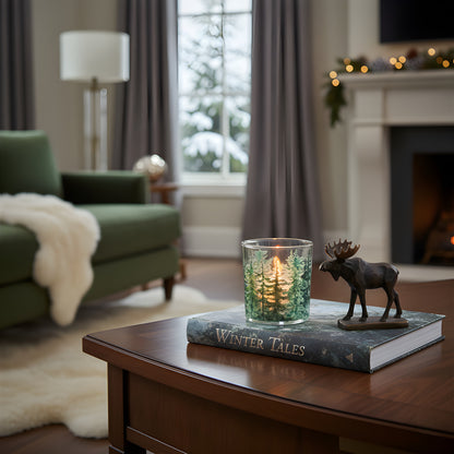 Pine Trees Votive 3 inch Glass Candle Holder