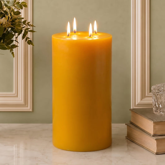 6x11" Yellow Beeswax Pillar Candle
