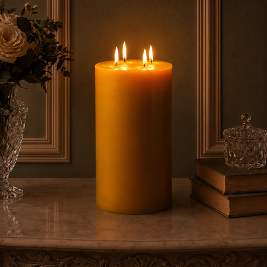 6x11" Yellow Beeswax Pillar Candle