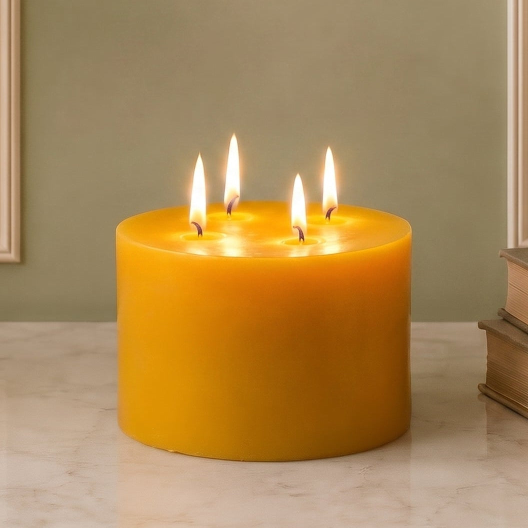6x4" Yellow Beeswax Pillar Candle