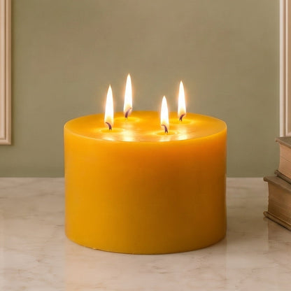6x4" Yellow Beeswax Pillar Candle