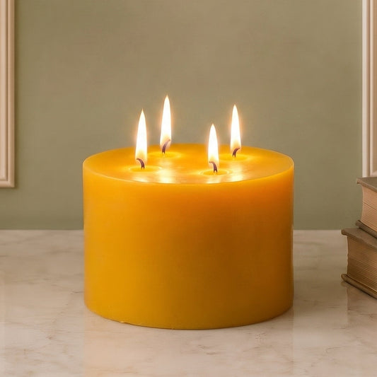 6x4" Yellow Beeswax Pillar Candle