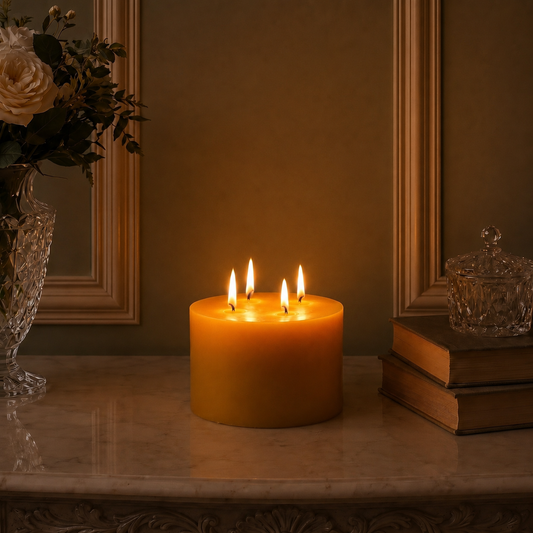 6x4" Yellow Beeswax Pillar Candle