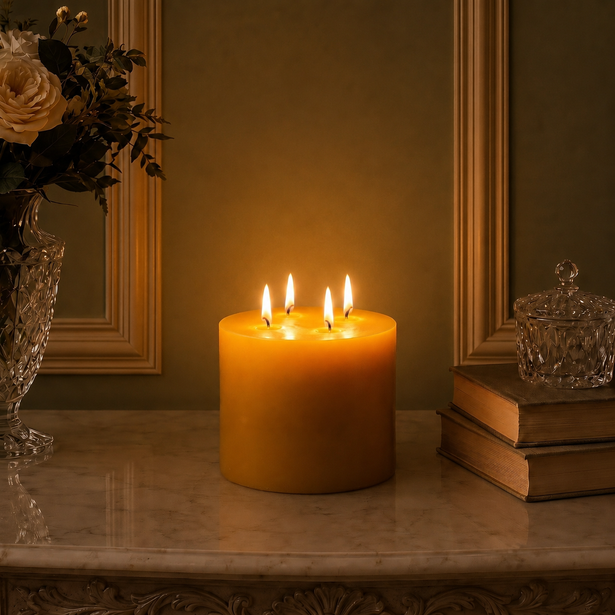 6x5" Yellow Beeswax Pillar Candle