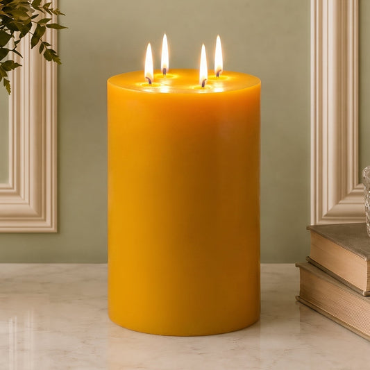 6x9" Yellow Beeswax Pillar Candle