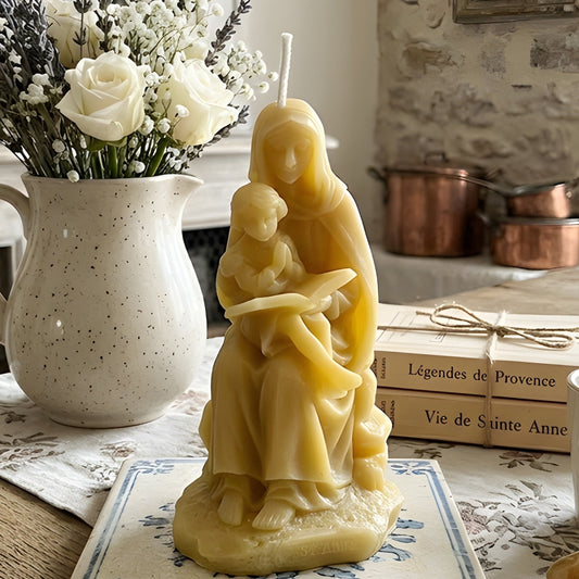 Saint Anne Teaching Virgin Mary Beeswax Christian Candle