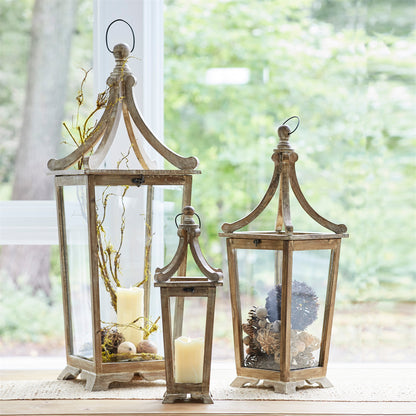 Tapered Wooden Floor Lantern (Set of 3) — additional view