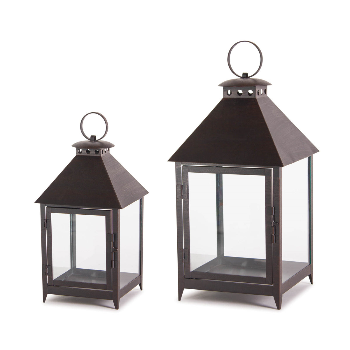 Footed Iron Metal Lantern (Set of 2)