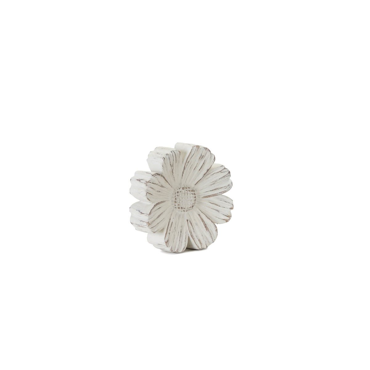 White Washed Stone Flower Decor (Set of 3) — additional view