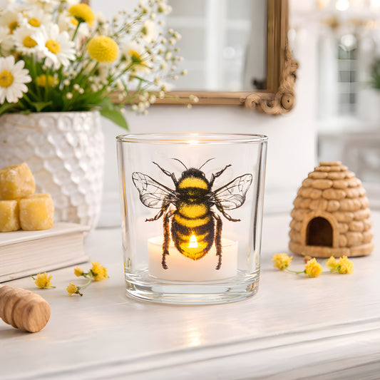 Bold Bee Votive 3 inch Glass Candle Holder