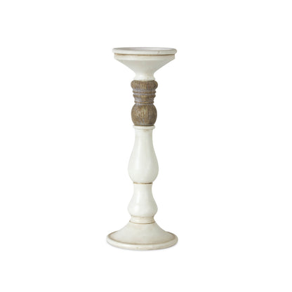 Ivory Candle Holder with Wood Accent (Set of 3)