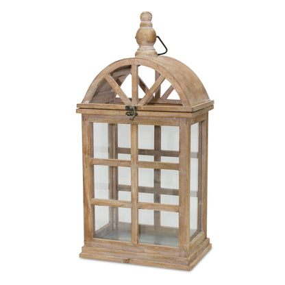 Natural Wooden Lantern with Curved Top (Set of 2) — additional view
