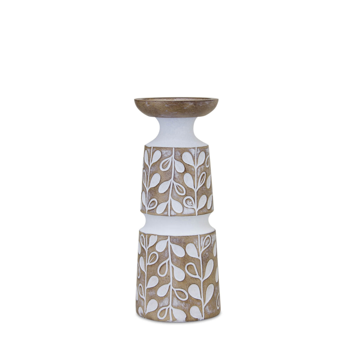 Leaf Pattern Candle Holder with Wood Design (Set of 3) — additional view