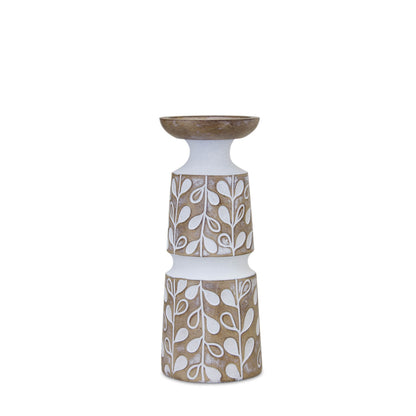 Leaf Pattern Candle Holder with Wood Design (Set of 3) — additional view