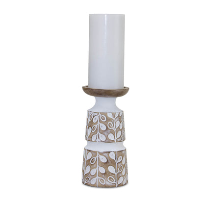 Leaf Pattern Candle Holder with Wood Design (Set of 3) — additional view